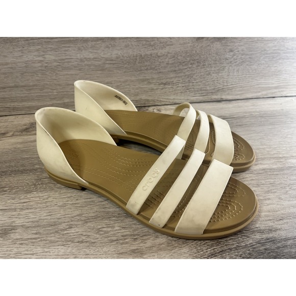 CROCS Shoes - Crocs Tulum Toe Post Sandal Womens Size 9 Cream White Slip-On Shoes Slip On